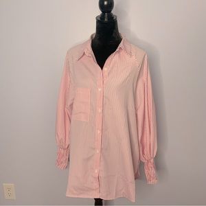 Women's blouse, pink & white stripes, size large